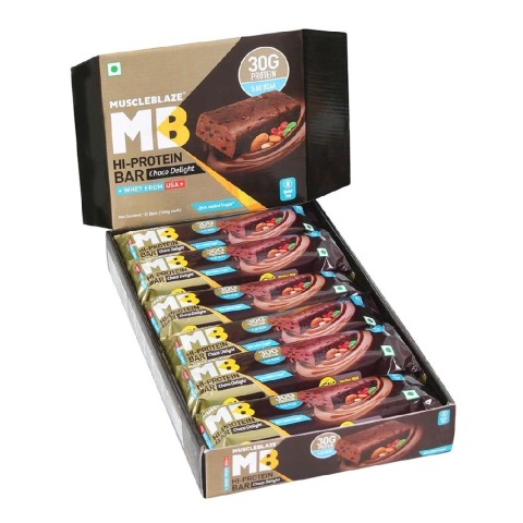 MuscleBlaze Hi-Protein Bar (30g Protein), 12 Piece(s)/Pack Choco Delight MuscleBlaze Hi-Protein Bar (30g Protein), 12 Piece(s)/Pack Choco Delight