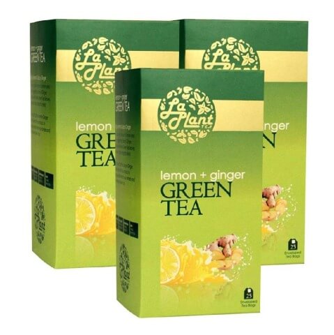 Laplant Green Tea,  25 Piece(s)/Pack  Lemon & Ginger (Pack of 3) 