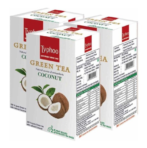 Typhoo Green Tea, 25 Piece(s)/Pack Coconut - Pack of 3 Typhoo Green Tea, 25 Piece(s)/Pack Coconut - Pack of 3