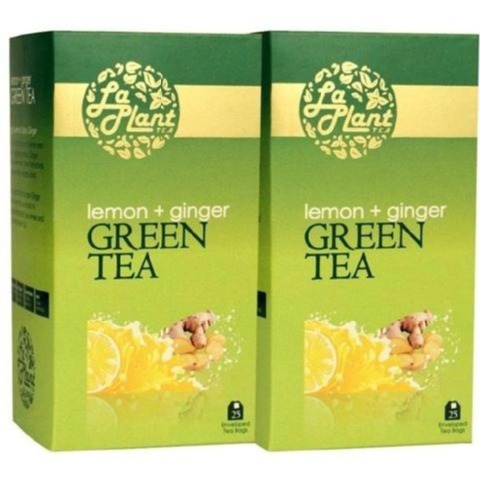 Laplant Green Tea, 25 Piece(s)/Pack Lemon & Ginger - Pack of 2 Laplant Green Tea, 25 Piece(s)/Pack Lemon & Ginger - Pack of 2