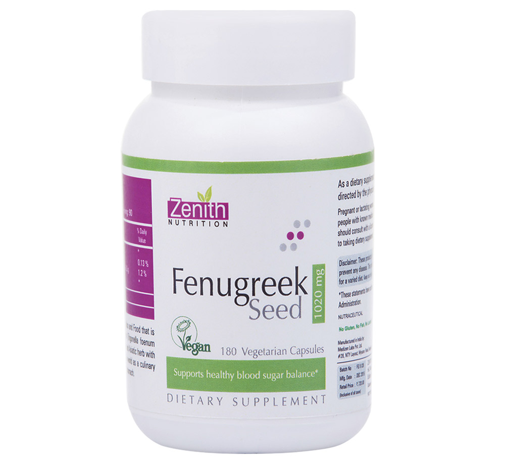 Zenith Nutrition Fenugreek Seed 4,  180 capsules 