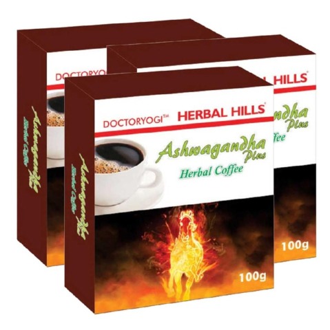 Herbal Hills Ashwagandha Plus Herbal Coffee, 100 g Unflavoured - Pack of 3 Herbal Hills Ashwagandha Plus Herbal Coffee, 100 g Unflavoured - Pack of 3