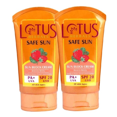 Lotus Herbals Safe Sun Block Cream, 50 g for All Skin - Pack of 2 Lotus Herbals Safe Sun Block Cream, 50 g for All Skin - Pack of 2