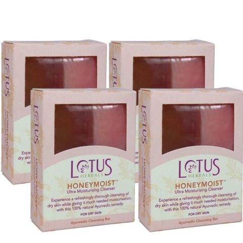 Lotus Herbals Cleansing Bar, 100 g Honeymoist - Pack of 4 Lotus Herbals Cleansing Bar, 100 g Honeymoist - Pack of 4
