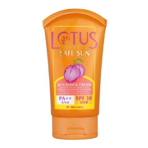 Lotus Herbals Safe Sun Block Cream PA++, 100 g for All Skin Lotus Herbals Safe Sun Block Cream PA++, 100 g for All Skin