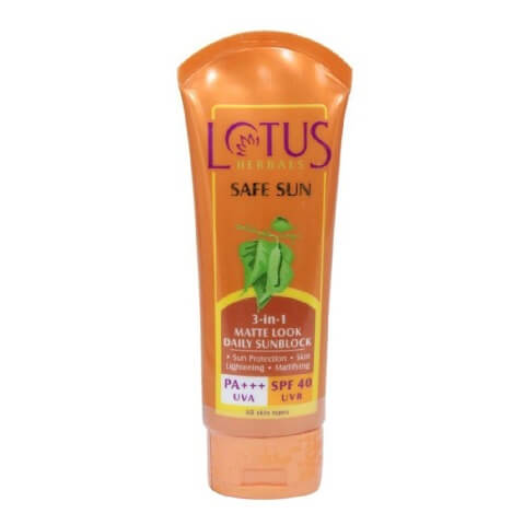 Lotus Herbals Safe Sun 3-in-1 Matte Look Daily Sun Block, 100 g All Lotus Herbals Safe Sun 3-in-1 Matte Look Daily Sun Block, 100 g All