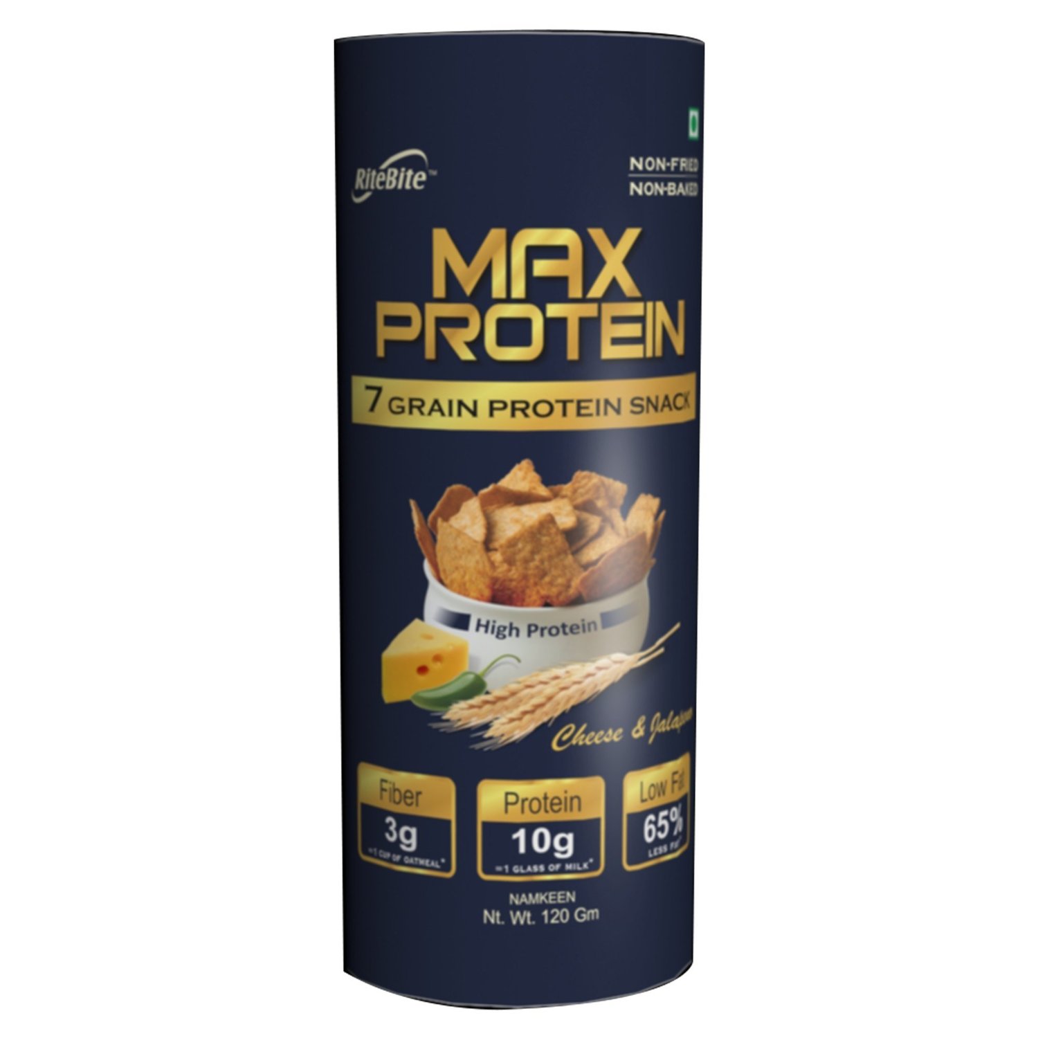 RiteBite Max Protein 7 Grain Protein Snacks,  Cheese & Jalapeno  120 g 
