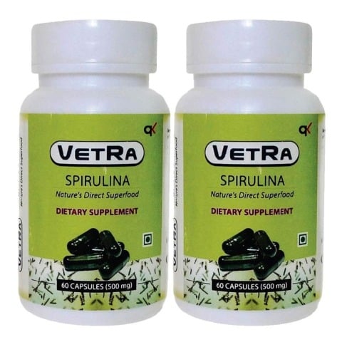 Vetra Spirulina (500 mg) Pack of 2, 60 capsules Vetra Spirulina (500 mg) Pack of 2, 60 capsules