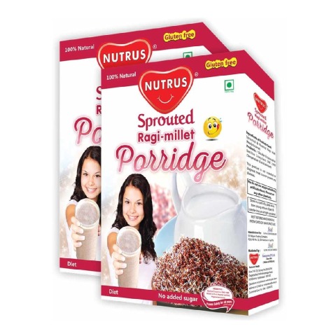 Nutrus Ragi Millet Porridge - Pack of 2 Unflavoured 0.45 kg Nutrus Ragi Millet Porridge - Pack of 2 Unflavoured 0.45 kg
