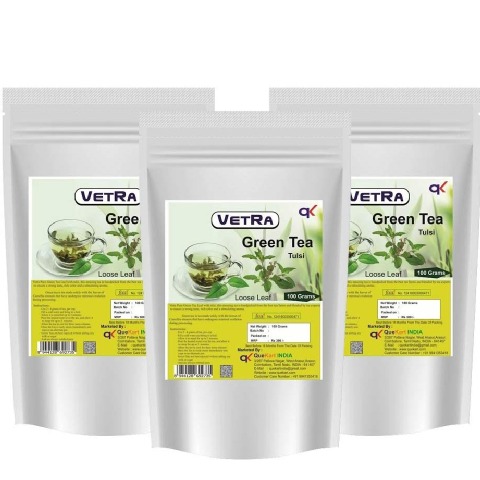 Vetra Tulsi Green Tea Loose Leaf - Pack of 3 0.1 kg Unflavoured Vetra Tulsi Green Tea Loose Leaf - Pack of 3 0.1 kg Unflavoured