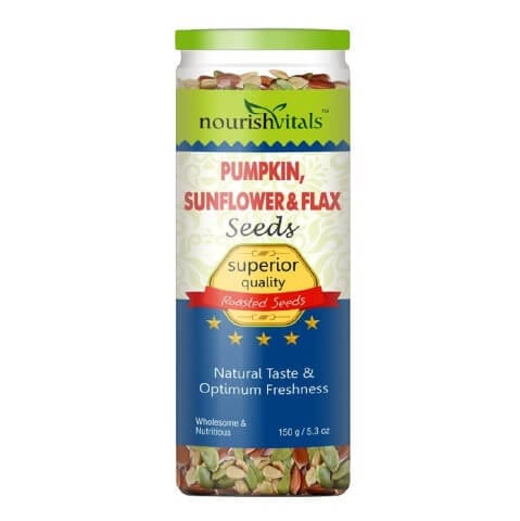 NourishVitals Roasted Seeds, Pumpkin, Sunflower & Flax 0.150 kg NourishVitals Roasted Seeds, Pumpkin, Sunflower & Flax 0.150 kg