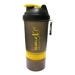 MuscleXP Smart Advanced Gym Shaker, Transparent Black & Yellow 500 Ml