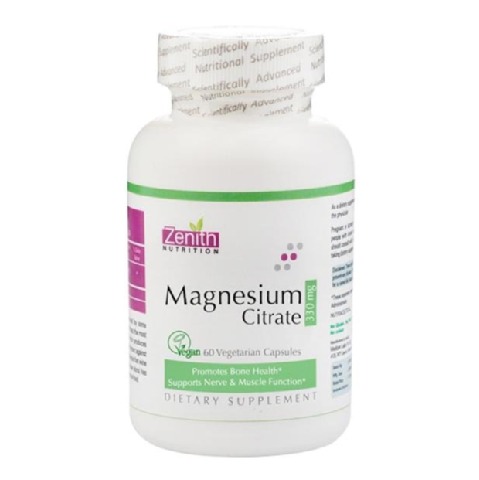 Zenith Nutrition Magnesium Citrate (330 mg),  Unflavoured  120 capsules 