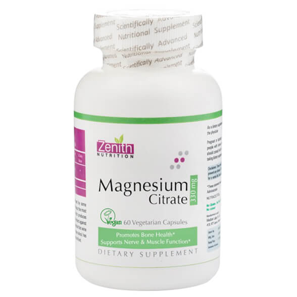 Zenith Nutrition Magnesium Citrate (330 mg),  Unflavoured  120 capsules 