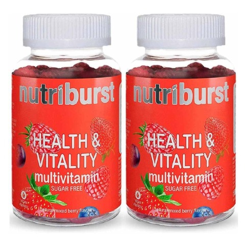 1 - Nutriburst Health & Vitality Multivitamins,  60 gummies  Natural Mixed Berry Pack of 2 