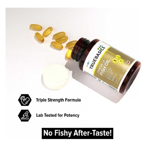 TrueBasics Fish Oil with 1250 Omega \u0026 960mg of Combined EPA \u0026 DHA