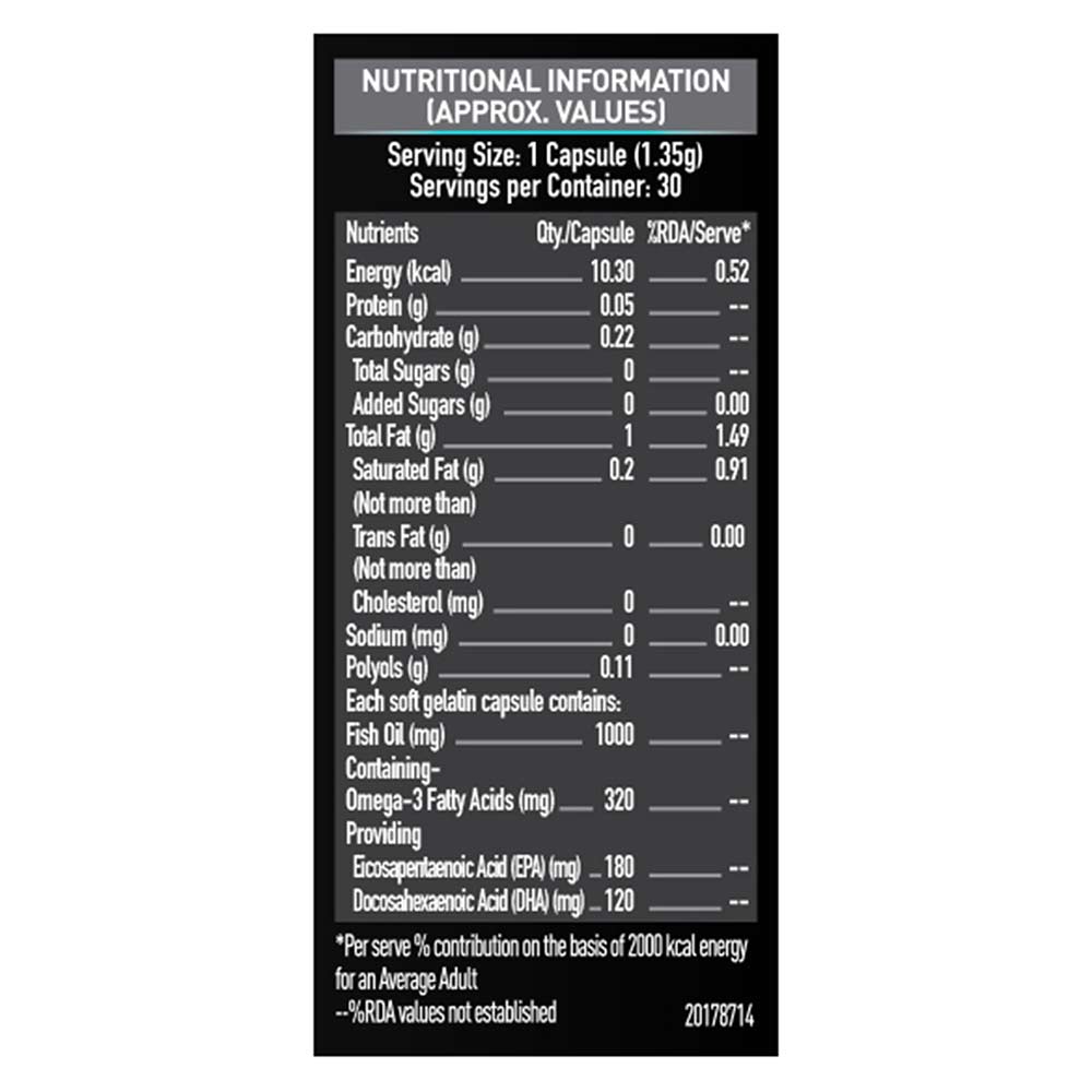 7 - MuscleBlaze Fish Oil (1000 mg) OP,  30 capsules 