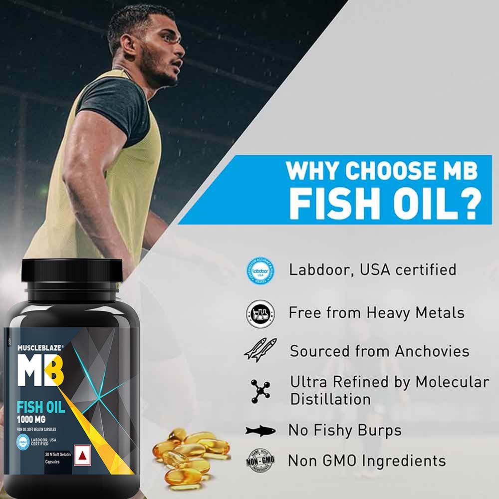 12 - MuscleBlaze Fish Oil (1000 mg) OP,  30 capsules 