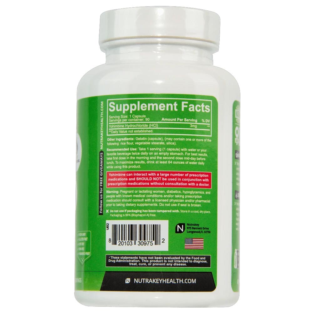 supplementinfo - Nutrakey Yohimbine HCL,  90 capsules  Unflavoured 