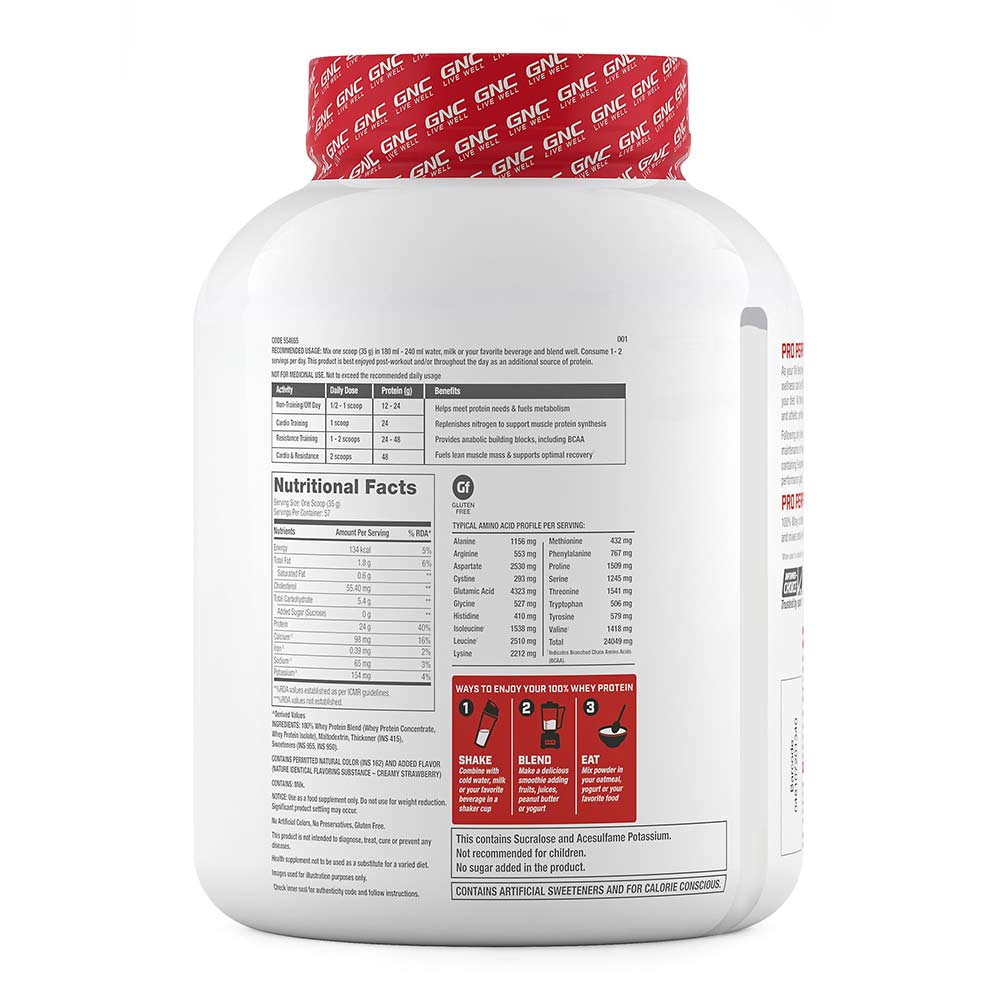 supplementinfo - GNC Pro Performance 100% Whey Protein,  4.4 lb  Creamy Strawberry 