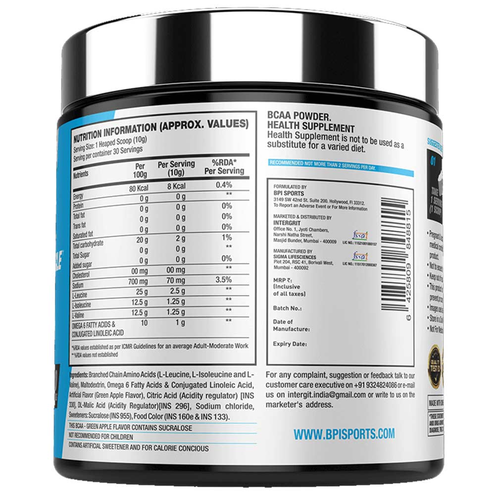 supplementinfo - BPI Sports Best Bcaa,  0.66 lb  30 Servings  Green Apple 