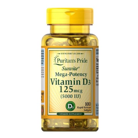Puritan's Pride Mega-Potency Vitamin D3 125mcg, 200 softgels
