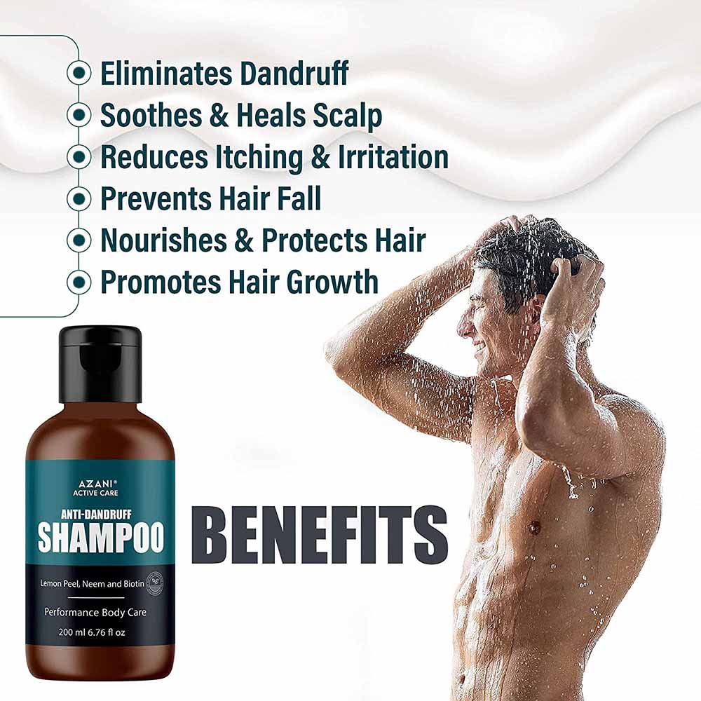 2 - Azani Active Care Anti Dandruff Shampoo,  200 ml  with Lemon Peel, Neem & Biotin (Pack of 3) 