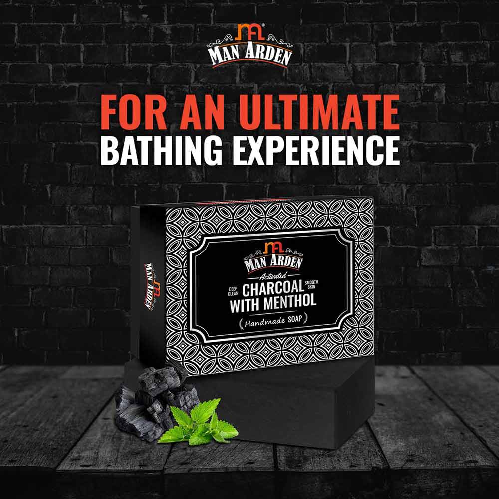 4 - Man Arden Activated Charcoal with Menthol Handmade Soap,  125 g  Deep Clean & Smooth Skin 