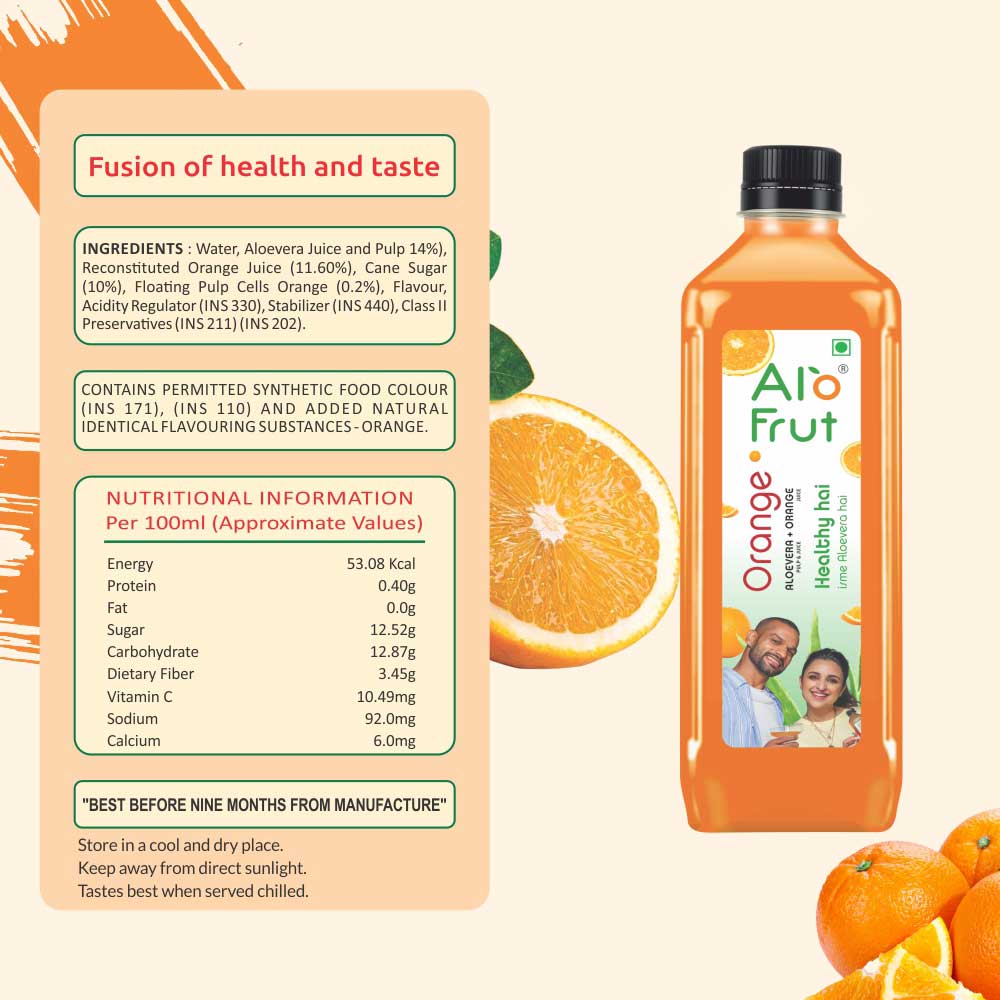2 - Alo Frut Orange Aloevera Juice,  0.160 L  Orange (Pack of 5) 