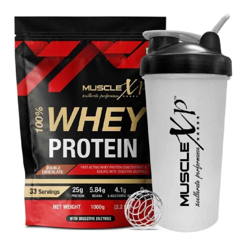 1 - MuscleXP 100% Whey Protein with Digestive Enzyme, 2.2 lb Double Chocolate