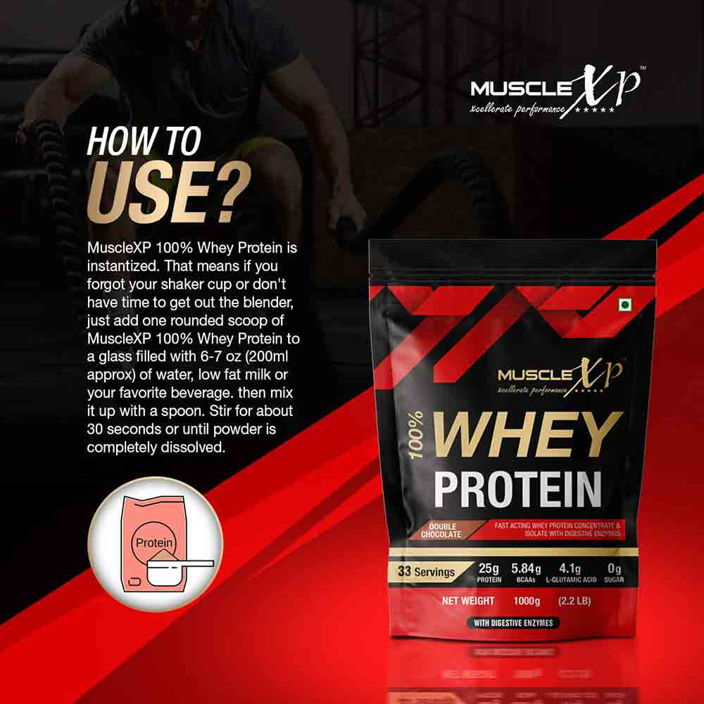 7 - MuscleXP 100% Whey Protein with Digestive Enzyme,  2.2 lb  Double Chocolate 