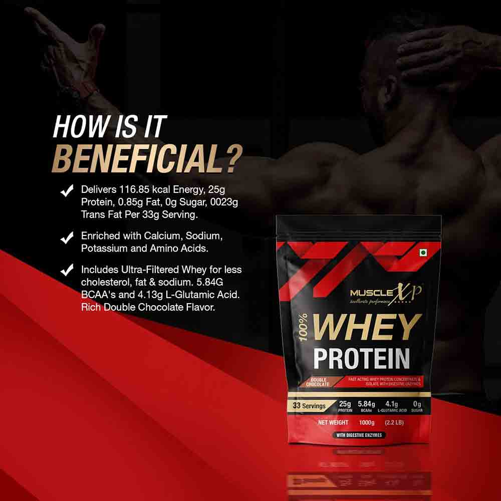 4 - MuscleXP 100% Whey Protein with Digestive Enzyme,  2.2 lb  Double Chocolate Pack of 2 