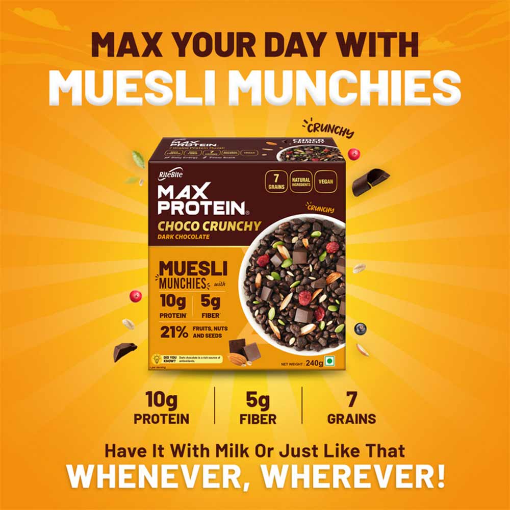 3 - RiteBite Max Protein Muesli Munchies,  240 g  Choco Crunchy 
