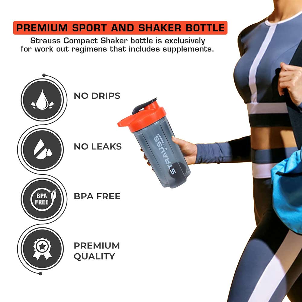 2 - Strauss Energy Shaker Bottle,  Orange & Black Shade  700 ml 