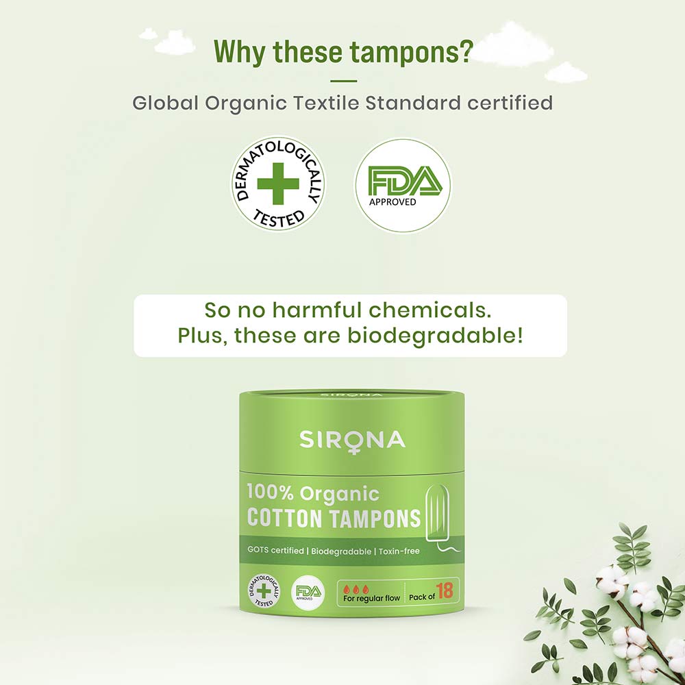 4 - Sirona 100% Organic Cotton Tampons,  18 Piece(s)/Pack  for Regular Flow 