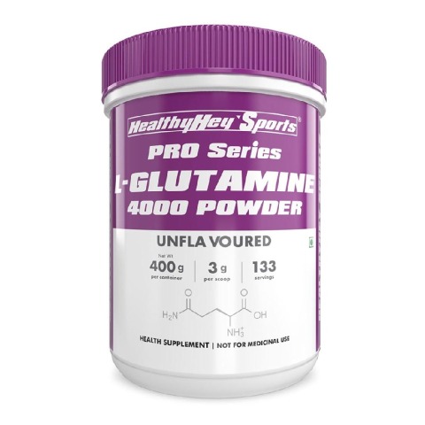 1 - HealthyHey Sports L-Glutamine 4000 Powder,  0.88 lb  Unflavoured 