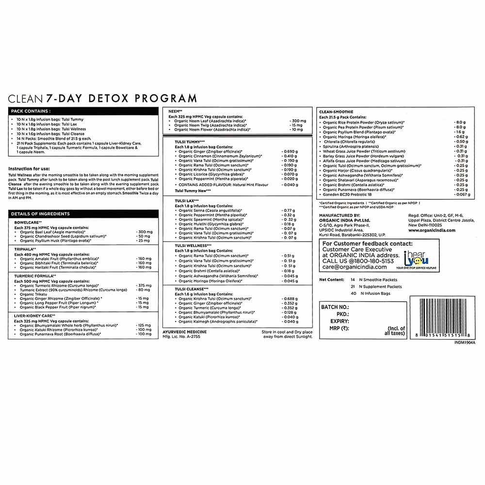 2 - Organic India Clean 7-Day Detox Program,  1 Piece(s)/Pack 