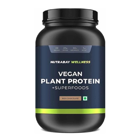 1 - Nutrabay Wellness Vegan Plant Protein + Superfoods, 2.2 lb Rich Chocolate