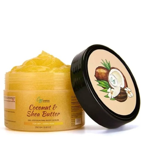 1 - CGG Cosmetics Coconut & Shea Butter Gel Exfoliating Body Scrub,  250 g  For Dry, Aging Skin 