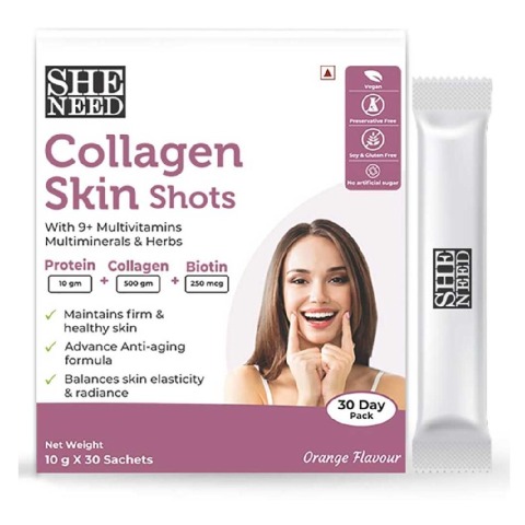 1 - SheNeed Collagen Skin Shot,  30 sachets/pack  Orange 