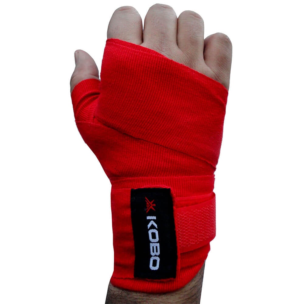 KOBO Boxing Hand Wrap Straps (WTA-15),  Red  Free Size 