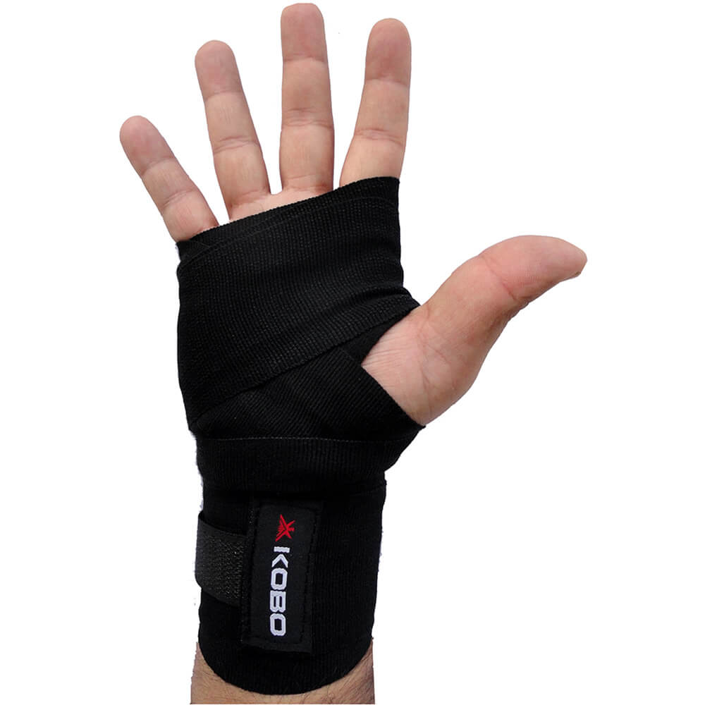 KOBO Boxing Hand Wrap Straps (WTA-15),  Black  Free Size 
