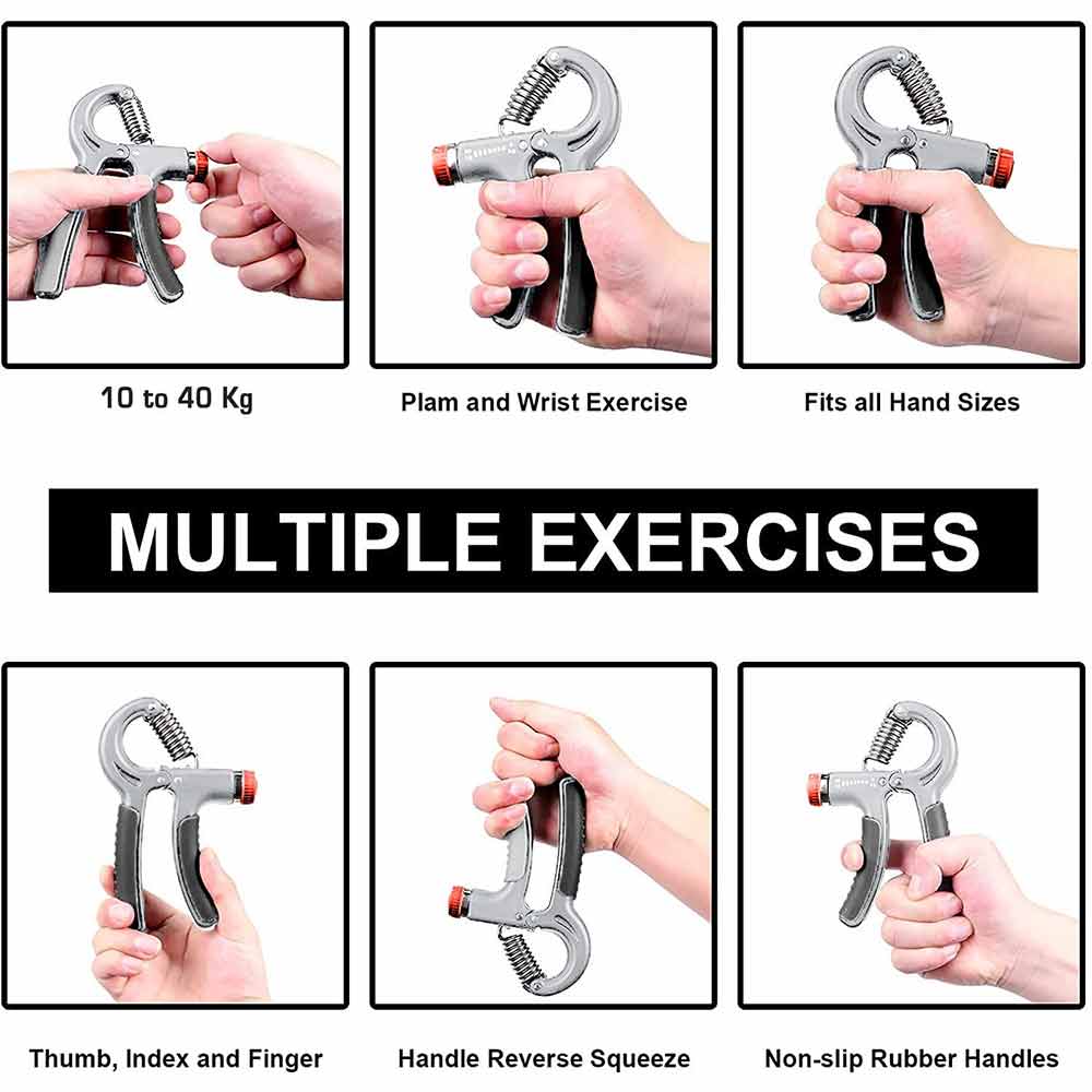 6 - Strauss Adjustable Hand Grip Strengthener,  Grey and Black 