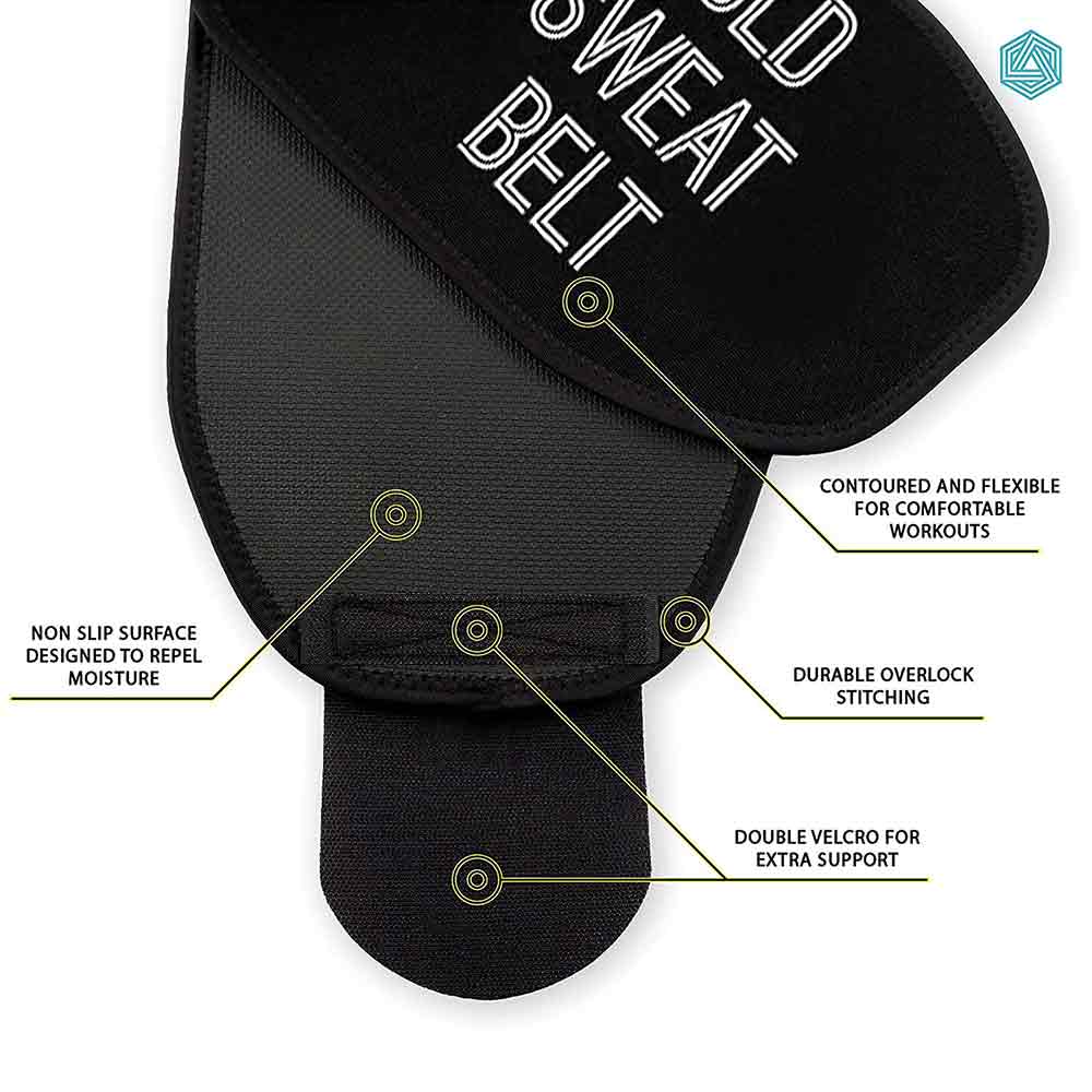 6 - Boldfit Sweat Belt,  Black  Large (fits Up To 50 Inch) 