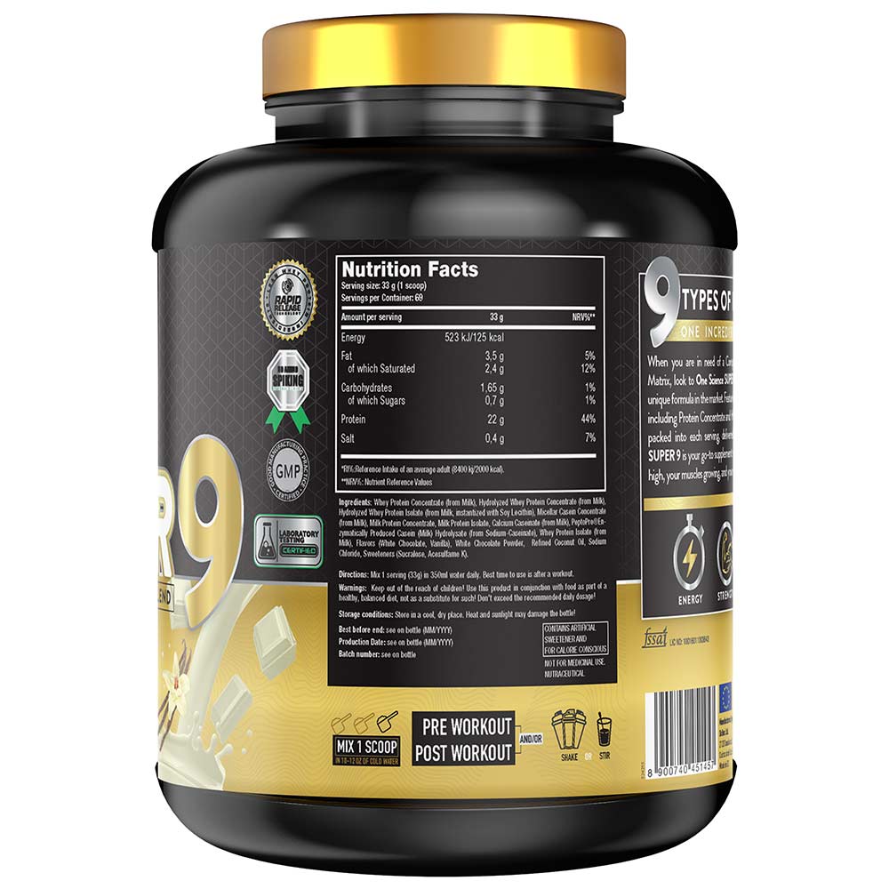 3 - One Science Super 9 - Premium Advance Protein Blend,  5 lb  White Chocolate Vanilla 