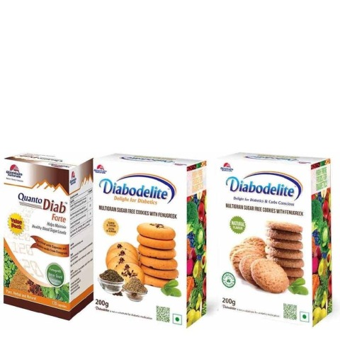 1 - Quantum Naturals Quanto Diab Forte 120 Capsules + Diabodelite Cookies - Natural & Jeera & Ajwain Flavour Combo, 3 Piece(s)/Pack