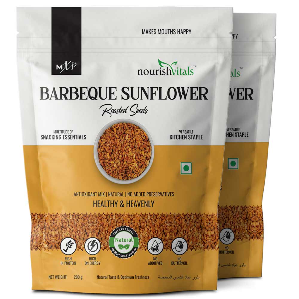 1 - NourishVitals Barbeque Sunflower Roasted Seeds,  Unflavoured (Pack of 2)  0.200 kg 