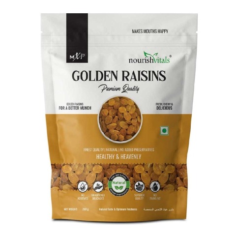 1 - NourishVitals Golden Raisins Premium Quality,  Unflavoured  200 g 