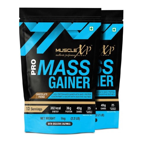 1 - MuscleXP Pro Mass Gainer with Whey Protein, 2.2 lb Chocolate Fudge (Pack of 2)