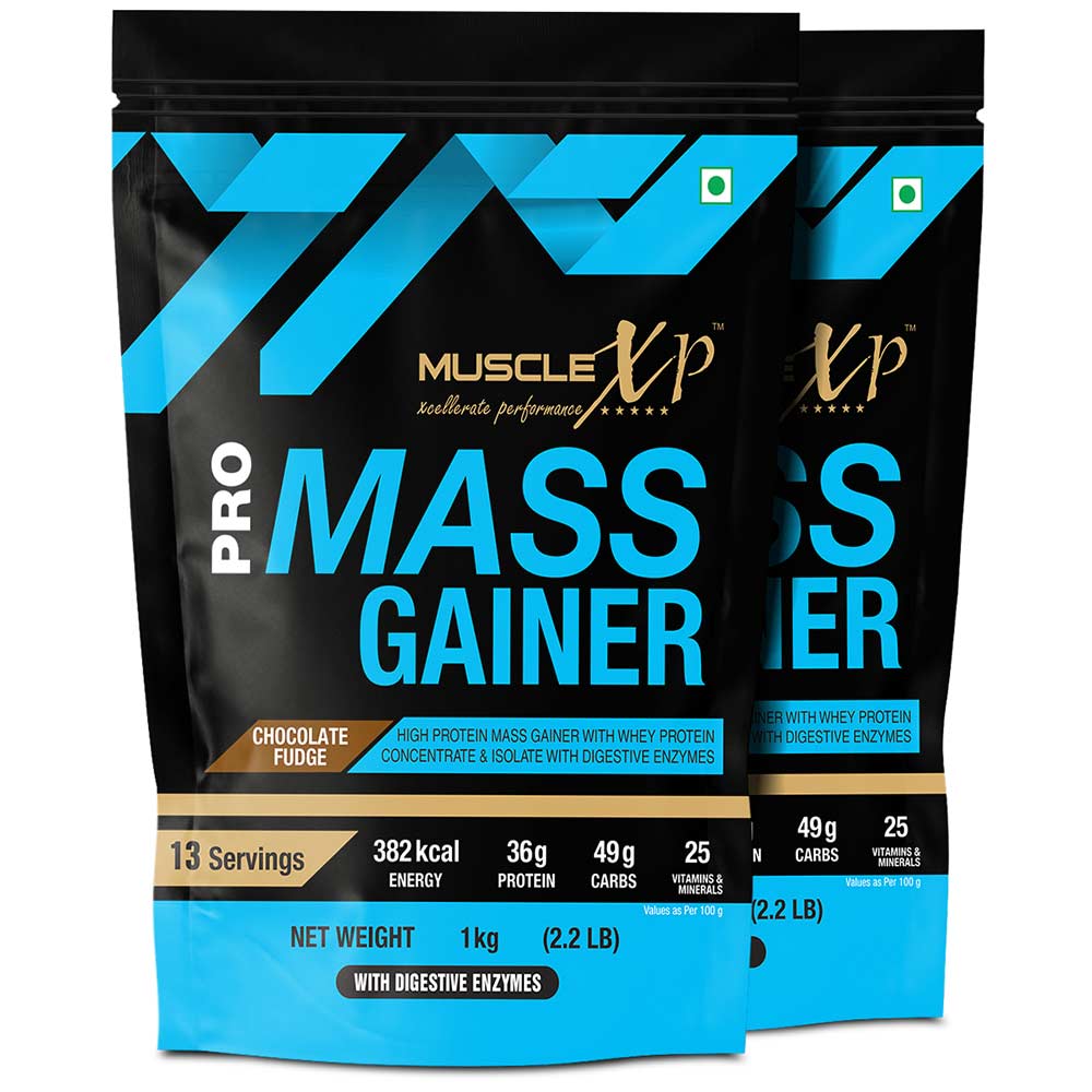 1 - MuscleXP Pro Mass Gainer with Whey Protein,  2.2 lb  Chocolate Fudge (Pack of 2) 